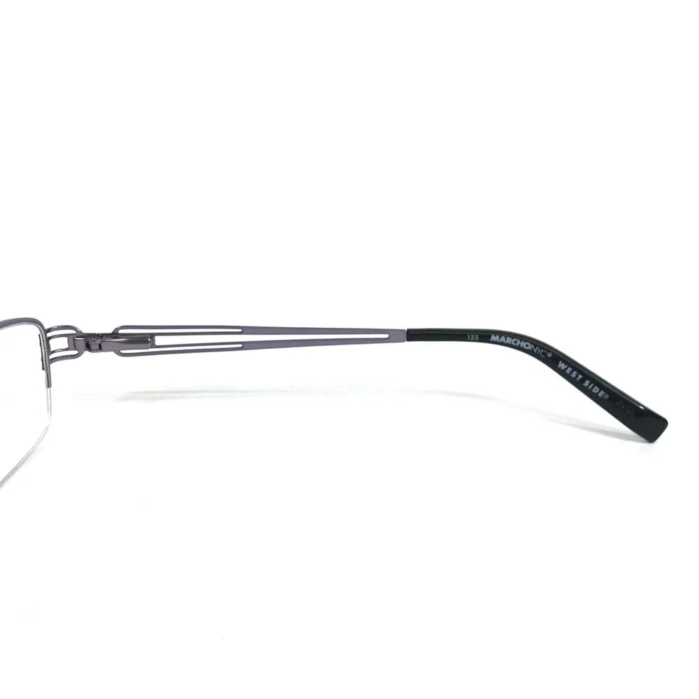 Marchon NYC Eyeglasses Frames M166 010 Purple Gray Rectangle Half Rim 51-18-135